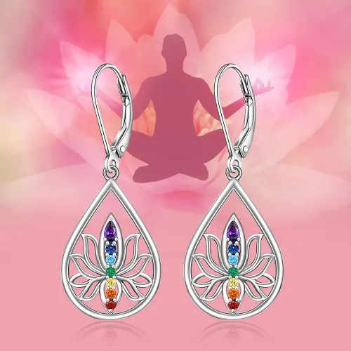 Vista 5 de Aretes de Halloween con diseño de murciélago y esqueleto, cardenal, colibrí, zorro, abeja, día de San Patricio, trébol, gato negro, 7 chakras, vaca