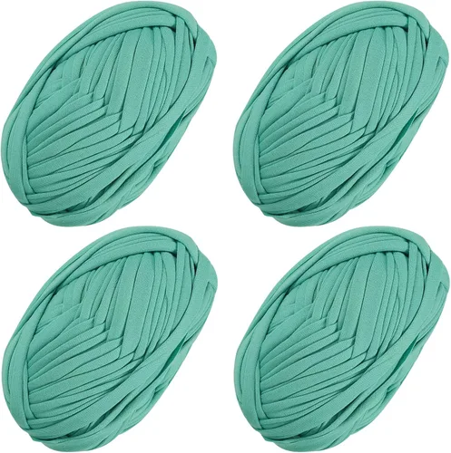 Vista 44 de 2 piezas de tela elástica para camisetas, hilo de crochet para tejer DIY, hilo de punto grueso tipo espagueti para proyectos de bolsos, mantas Aqua