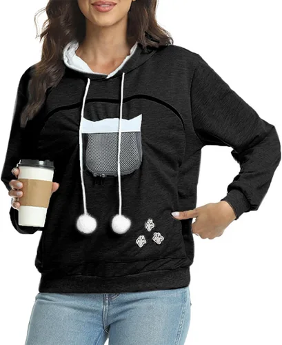 Vista 4 de Atuendos para mujer, con forro polar, sudadera con capucha de sherpa para mujer, sudadera de manga larga con capucha para otoño e invierno 2023