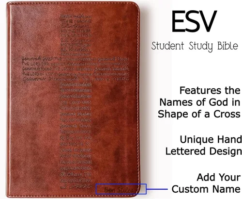 Vista 4 de JOY CREATIVE Biblia de estudio estudiantil ESV Personalizado con nombre El diseño personalizado está escrito a mano y grabado con láser Regalo