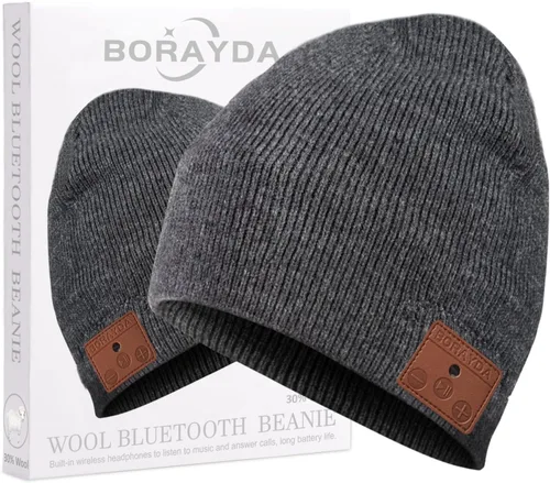 Vista 9 de Gorro de lana merino con Bluetooth, estéreo HD, 30 horas de tiempo de reproducción, micrófono integrado, regalo electrónico de Navidad