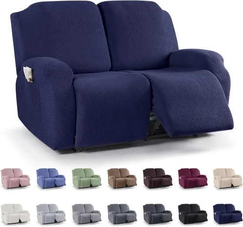 Vista 68 de KinCam Fundas para Reclinables, Fundas Elásticas para Sillas Reclinables, Fundas para Sofá Reclinable con Rayas Jacquard, Fundas Protectoras de Negro