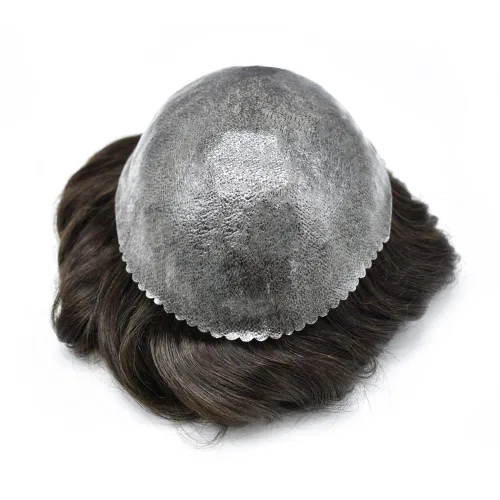 Vista 363 de Toupee para hombre 100% cabello humano real tupé para hombres 0.004 in piel de poliuretano para hombre, sistema de reemplazo de piezas de pelo