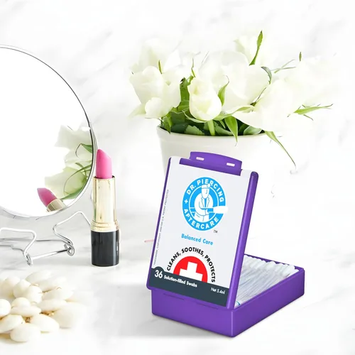 Vista 9 de Dr. Piercing Aftercare Hisopos – Solución salina para piercings – Limpiador de piercings de nariz y oreja – Lavado salino, limpiador de orificios