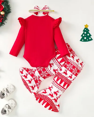 Vista 3 de Mioglrie Conjunto de ropa de bebé recién nacido, conjunto de pantalones, conjunto floral de algodón, ropa de bebé para niñas