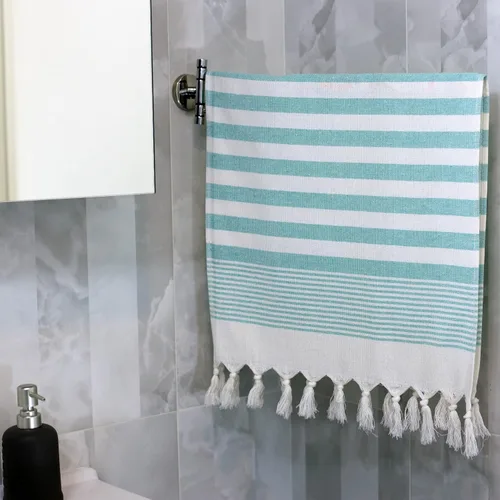 Vista 4 de Clotho Paquete de 4 toallas de mano turcas para baño y cocina, 100% algodón de 16 x 38 pulgadas, juego de 4 toallas decorativas, de secado rápido
