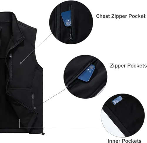 Vista 2 de Msmsse Chaleco ligero para hombre, con cuello alto, sin mangas, para senderismo, correr, golf
