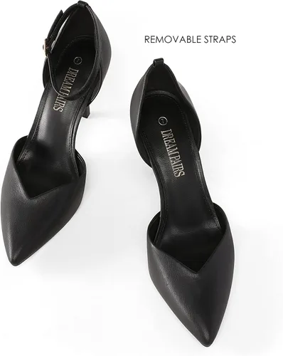 Vista 2 de DREAM PAIRS Zapatos de tacón alto para mujer, con tiras cerradas, correa en el tobillo, puntera puntiaguda, tacón D'Orsay para boda, fiesta, zapatos
