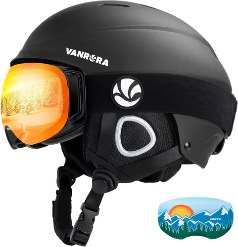 Vista 7 de VANRORA Juego de casco y gafas de esquí – Casco de snowboard con control de clima, lentes intercambiables, para hombres y mujeres