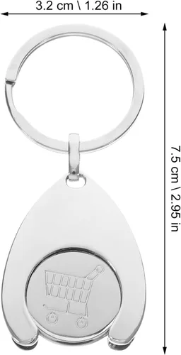 Vista 2 de Kisangel 2 piezas de carrito de compras, llavero de metal para carrito de compras, fichas pequeñas para monedas, para llavero, adorno colgante