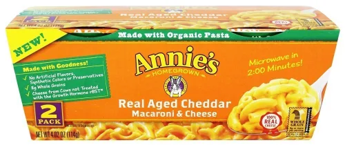 Vista 26 de Tazas de macarrones con queso al microondas de queso cheddar real envejecido de Annie's, con pasta orgánica, hechas con queso real, guarnición