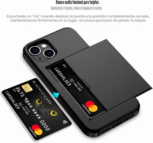 Vista 2 de Nvollnoe Compatible con iPhone 15 Funda con ranura para tarjetas, resistente, protectora de doble capa, a prueba de golpes, ranura oculta