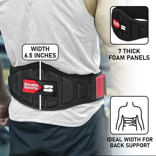 Vista 6 de Stealth Sports Cinturón de levantamiento de pesas – Cinturón de entrenamiento acolchado de 6.5 pulgadas con hebilla de bloqueo automático – Cinturón