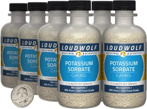 Vista 10 de Sorbato de potasio / botella de 0.5 onzas / 99% puro USP grado alimenticio/micropellets