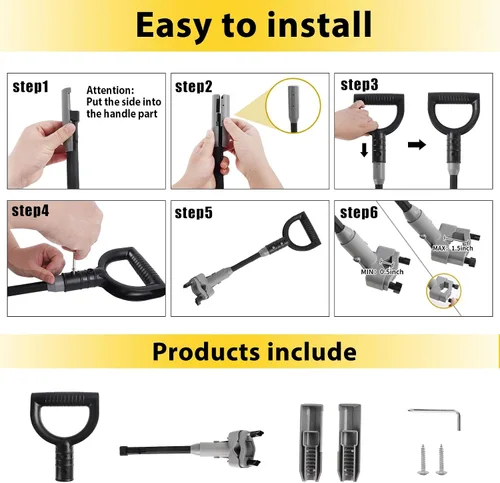 Vista 5 de Mango universal para pala de nieve, accesorio de mango protector de espalda para pala de nieve, extensión de mango ergonómico de elasticidad, ajuste