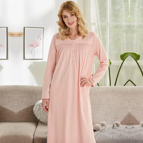 Vista 8 de Keyocean - Camisón para mujer, 100% algodón, suave, cálido, cómodo, ropa de dormir y descanso para otoño e invierno