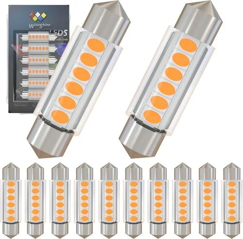 Vista 20 de Bombilla LED Festoon C5W de 38mm 39mm DE3425 DE3423 Bombillas LED Ámbar Amarillo Festoon 6418 6411 6423 Bombilla LED DC 12V para Luces Interiores