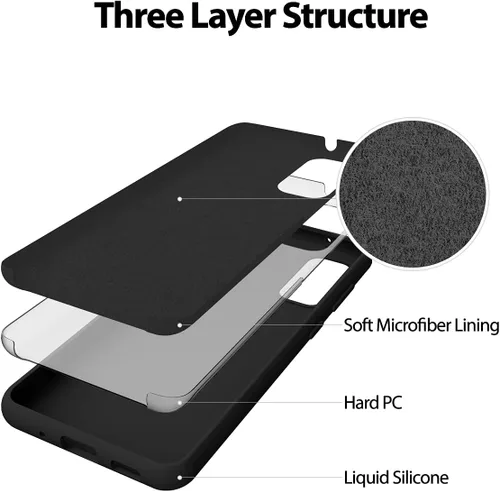 Vista 4 de GOOSPERY Funda de silicona líquida para Samsung Galaxy S20 (2020) Funda de goma con forro de microfibra suave - Negro