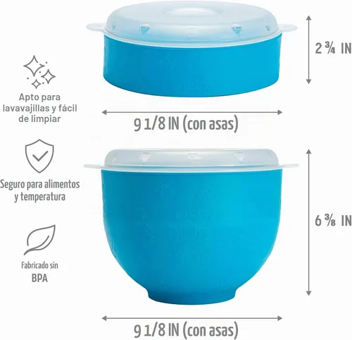 Vista 4 de Goodful Máquina de Palomitas de Silicona Plegable, Fabricante de Palomitas de Aire Caliente para Microondas, Tazón Hecho sin BPA, Azul