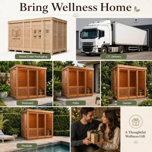 Vista 8 de Sauna al aire libre para 2-3 personas, kit tradicional de sauna de cubo