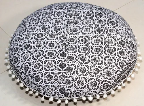 Vista 9 de Funda de almohada redonda con diseño de mandala para el suelo, funda de cojín para asiento, hippie, decorativa, bohemio, otomano, funda de puf Flor