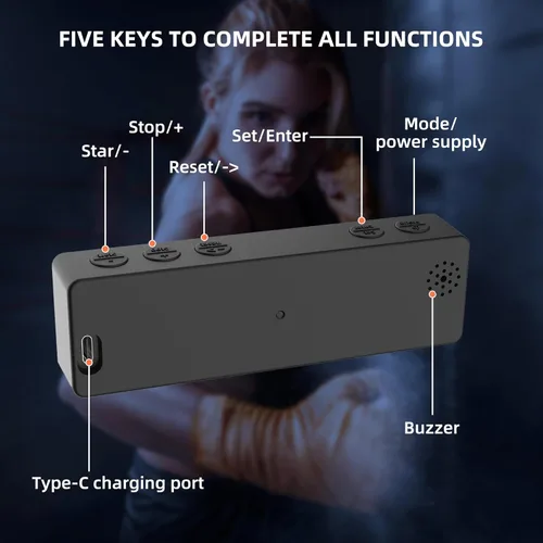 Vista 7 de Mini reloj portátil con temporizador de gimnasio, pantalla digital LED grande, imán potente, batería potente, cuenta arriba/abajo, cronómetro