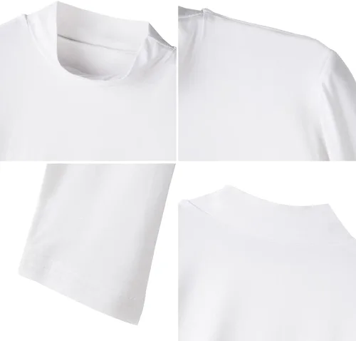 Vista 2 de LONGBIDA Camiseta corta de manga larga con cuello alto falso para mujer, suave, delgada, sexy, elástica