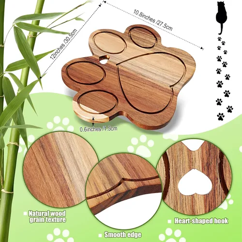 Vista 3 de Tabla de cortar de madera con forma de pata de acacia, tabla de pan de madera de 12 x 11 pulgadas, plato para servir quesos para carne, queso