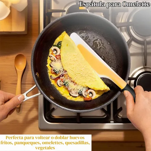 Vista 6 de Espátula de tortilla de silicona Turner, 13Inch Flip Fold Amarillo