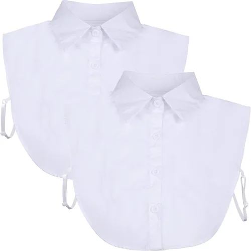 Vista 13 de Tatuo 2 piezas de cuello falso desmontable para mujer, camisas Dickey mitad falsa blusa Dickey