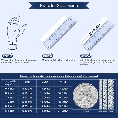Vista 9 de Moissanite Tennis Bracelet, 2.25-21 Carat Lab Created Diamond Bracelets for Women Men, 18k WhiteYellow Gold Plated 925 Sterling Silver Bracelet