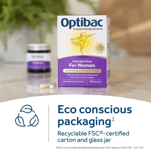 Vista 8 de OptiBac para mujeres Suplemento femenino natural oral diario de 2.3 mil millones de bacterias amigables para el área íntima Lactobacillus