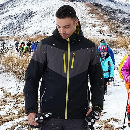 Vista 2 de CNTRITON Chaqueta de snowboard para hombre, abrigo de esquí de nieve, invierno, cálido, impermeable, aislado, parka de snowboard