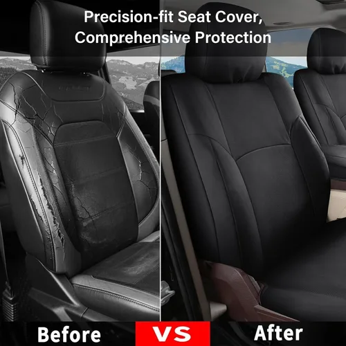 Vista 54 de Coverado Chevy Silverado - Juego completo de fundas de asiento de lona impermeables, apto para Silverado GMC Sierra 2007-2013 y 2019-2025 1500 Negro