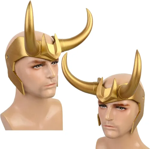 Vista 7 de Casco de Halloween con cuernos de superhéroe para hombre, para disfraz de rol, cosplay