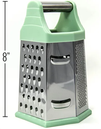 Vista 4 de Beille Rallador de acero inoxidable de 6 lados con mango superior de 7.75 pulgadas, verde menta