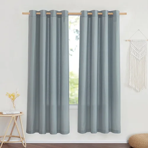 Vista 50 de NICETOWN - Cortinas de lino angora para ventana de cocina sobre el fregadero, con ojales, lino grueso angora, tratamientos cortos para ventanas