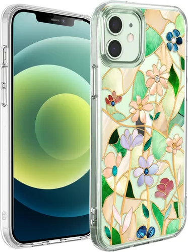 Vista 15 de Unov Funda para iPhone 12 Mini, transparente con diseño, ajuste delgado, buen agarre, funda para teléfono en relieve, cubierta protectora a prueba