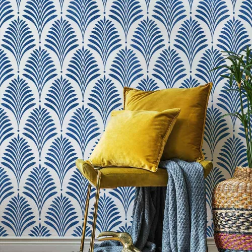 Vista 2 de Cutting Edge Stencils Deco Palm Wall Stencil - Diseños modernos para pintar paredes y suelos, plantilla de pared reutilizable