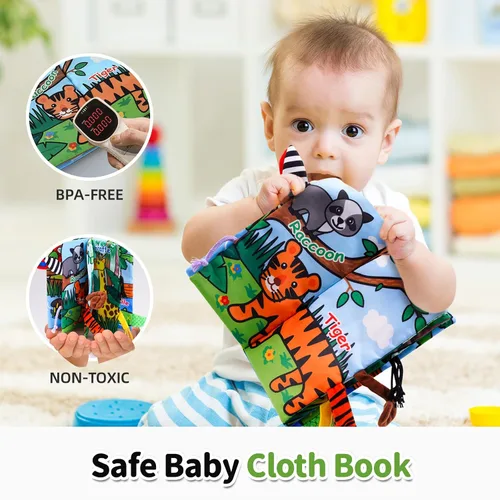 Vista 4 de Jollybaby - Libros arrugados para bebés, juguetes sensoriales de tacto suave y sensación para bebés de 0 a 6 meses, juguetes de tela educativos