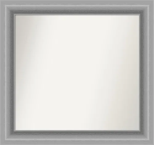 Vista 60 de Amanti Art Espejo de baño plateado para sobre fregadero, 26 x 26 pulgadas, espejo cuadrado de níquel pulido, marco de madera tradicional mediano, se