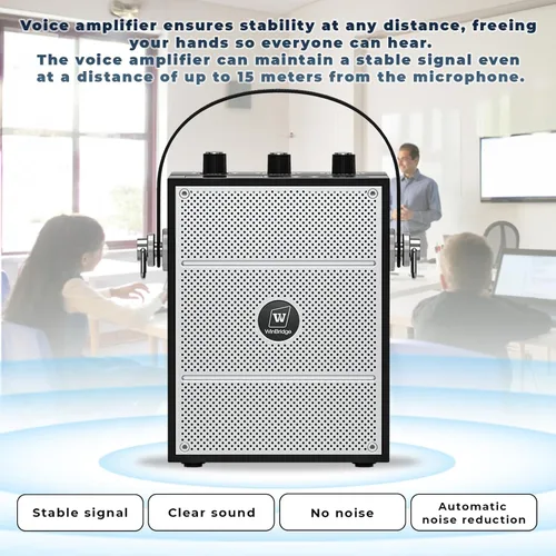 Vista 5 de Amplificador de voz Bluetooth 5.3 con auriculares de micrófono inalámbrico, micrófono amplificador inalámbrico personal para profesores, megafonía