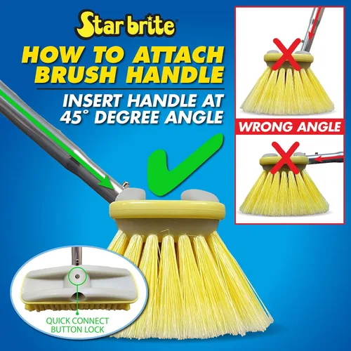 Vista 4 de STAR BRITE Cepillo de lavado medio premium de 8" con cabezal de cepillo W/parachoques - Conexiones duales que se ajustan a los postes roscados