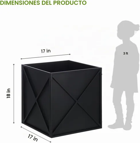 Vista 2 de BAYN Macetero Cuadrado de Metal Maceteros Altos para Plantas de Exterior Moderno Resistente con Agujeros de Drenaje para Exterior Interior Patio
