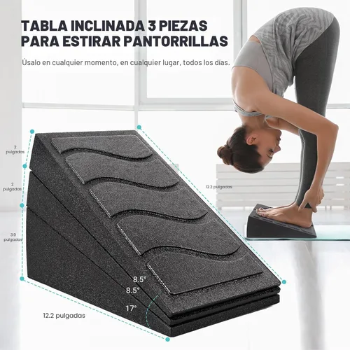 Vista 5 de Tabla inclinada para estiramiento de pantorrillas, tabla inclinada de 5 ángulos ajustables para cuña de sentadillas, capacidad de peso de 480
