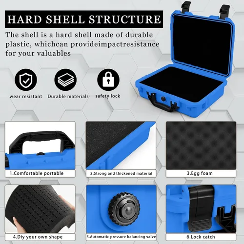 Vista 3 de Relaxweex 1 funda rígida impermeable de 8.5 x 6.5 x 3.7 pulgadas con inserto de espuma personalizable para bricolaje, funda protectora portátil