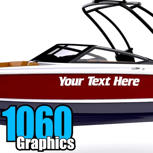 Vista 2 de Calcomanías de letras y números de barco personalizados (dos calcomanías) de vinilo marino