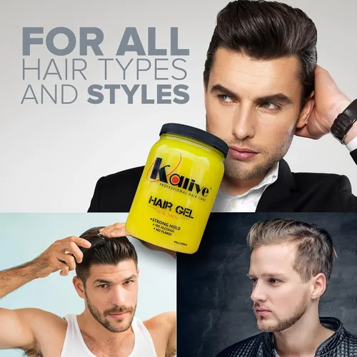 Vista 4 de KALIVE Gel de peinado para hombre de 64 onzas, fijación fuerte y brillo ligero todo el día, producto de cabello para hombre, aroma fresco, sin
