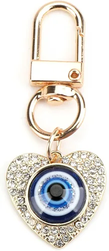 Vista 6 de Evil Eye Keychain,Evil Eye Bag Charm for Protection & Good Luck,Christmas Halloween Birthday Gift for Women Men Oro