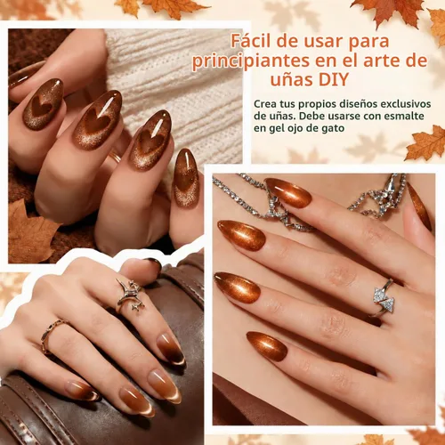 Vista 2 de modelones Imanes de uñas con imán de ojo de gato, ojo de gato, color marrón Juego de imanes de ojo de gato rosa bebé A A A